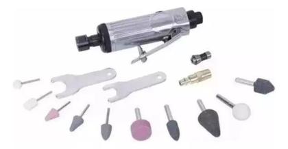 Imagem de Mini Retífica Pneumática Kit Esmeril Jogo Com Trava Ferramenta Precisão Profissional