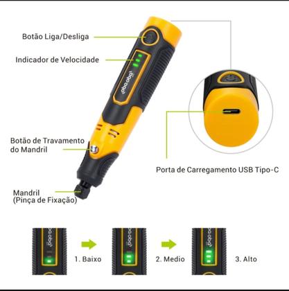 Imagem de Mini Retífica Portátil Multifuncional Sem Fio