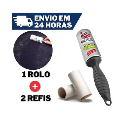 Imagem de Mini Rolinho com 2 Refil Rolo Tira Pelo de Roupa Animais Cabelo Pó Sujeira