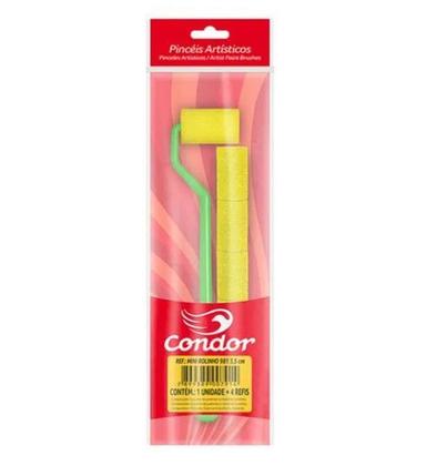 Imagem de Mini Rolinho de Espuma Poliéster Lisa com Cabo Extra Longo e 4 Refis 981 3,5cm Condor