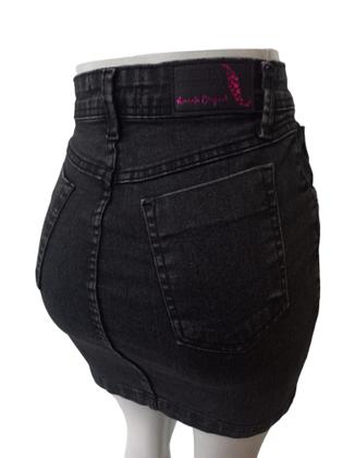 Imagem de Mini saia Jeans Preta Marmorizada pimenta Original