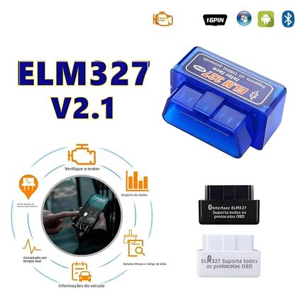 Imagem de Mini Scanner OBD2 Bluetooth 5.1 ELM327 V2.1 - Ferramenta de Diagnóstico Automotivo para Android