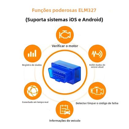 Imagem de Mini Scanner OBD2 Bluetooth ELM327 V2.1 Leitor De Códigos Para Ferramenta De Diagnóstico Automotivo