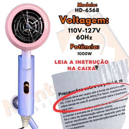 Imagem de Mini Secador de Cabelo Dobrável 110V Portátil Profissional Potente para Viagem