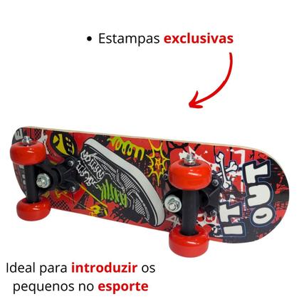 Imagem de Mini Skate De Madeira Resistente Infantil Completo Montado Até 30 Kg Leve Rodas Macias 