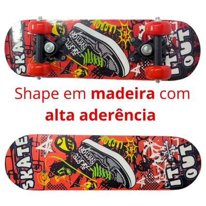 Imagem de Mini Skate De Madeira Resistente Infantil Completo Montado Até 30 Kg Leve Rodas Macias 