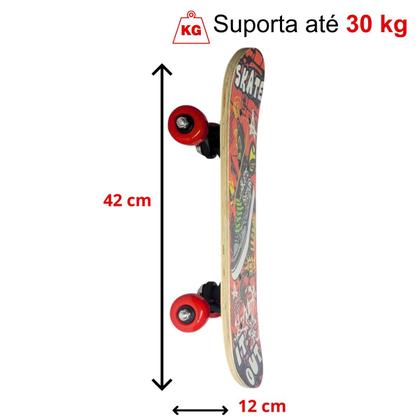 Imagem de Mini Skate De Madeira Resistente Infantil Completo Montado Até 30 Kg Leve Rodas Macias 