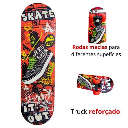 Imagem de Mini Skate De Madeira Resistente Infantil Completo Montado Até 30 Kg Leve Rodas Macias 