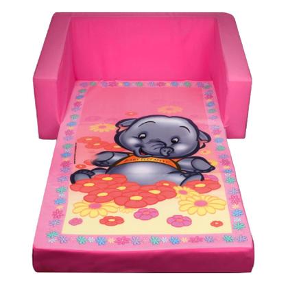 Imagem de Mini Sofá Infantil Poltrona Rosa Estampado 2 Em 1 - Cortex