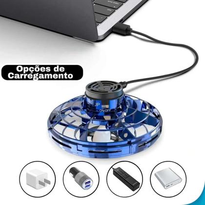 Imagem de Mini spinner luminoso ovni brinquedo voador recarregável