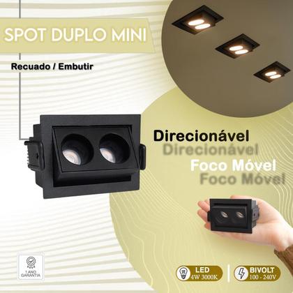 Mini Spot Downlight Embutir Led Foco Móvel Pontual Bet95 - Acende