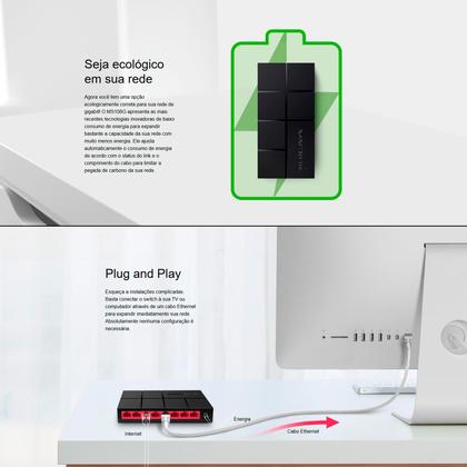 Imagem de Mini Switch de Mesa Mercusys Ms108G 8 Portas 100 1000M Gigabyte