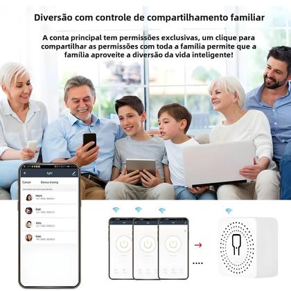 Imagem de Mini Switch Smart WiFi 16A - Controle Remoto via App Smart Life, Alexa e Google Home