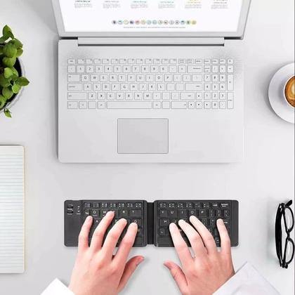 Imagem de Mini teclado bluetooth B033, dobrável, sem fio, com touchpad, para windows, android, ios, tablet, ip