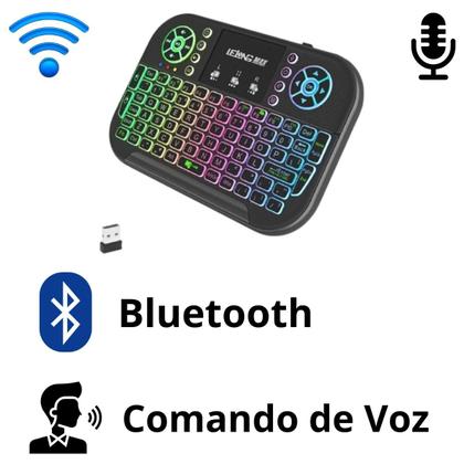 Imagem de Mini Teclado Bluetooth com Comando de Voz para TV PC Notebook Celular LEDs