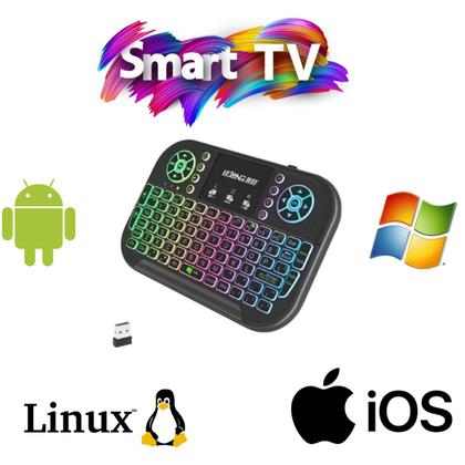 Imagem de Mini Teclado Bluetooth com Comando de Voz para TV PC Notebook Celular LEDs