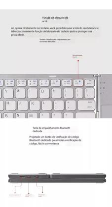 Imagem de Mini Teclado Bluetooth Dobrável Sem Fio Touchpad.