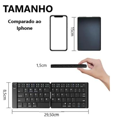 Imagem de Mini Teclado Bluetooth Dobrável Universal  Portátil, Leve e Prático