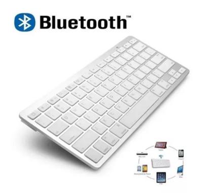 Imagem de Mini Teclado Bluetooth Sem Fio para Tablet PC e Celular Prata/Branco