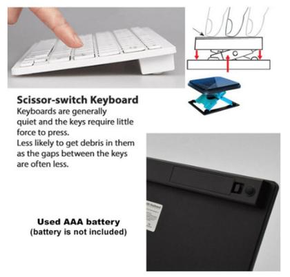 Imagem de Mini Teclado Bluetooth Sem Fio para Tablet PC e Celular Prata/Branco