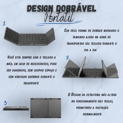 Imagem de Mini Teclado Dobrável Bluetooth Para Notebook Celular Tablet