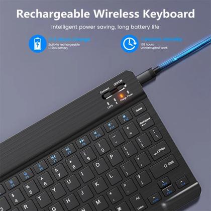Imagem de Mini Teclado Mouse Bluetooth Sem Fio Compactos Tecla Macia