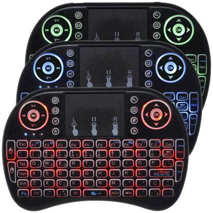 Imagem de Mini Teclado Mouse Iluminado Led Touchpad Wireless Sem Fio Tv Smart Usb Preto