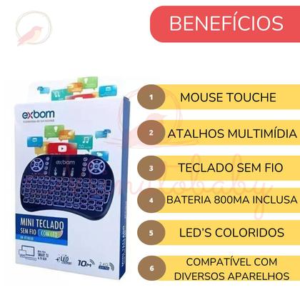 Imagem de Mini Teclado Para Televisão Computador Xbox Tablet exbom Sem Fio
