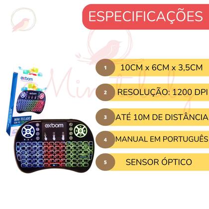 Imagem de Mini Teclado Para Televisão Computador Xbox Tablet exbom Sem Fio