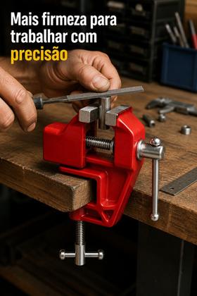 Imagem de Mini Torno Bancada Profissional Base Fixa Morsa 40mm Aço Reforçado Starfer