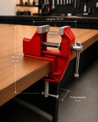 Imagem de Mini Torno Bancada Profissional Base Fixa Morsa 40mm Aço Reforçado Starfer