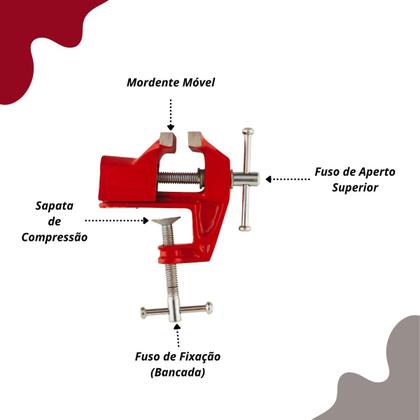 Imagem de Mini Torno Morsa De Bancada Mesa Base Fixa 1.1/2 Polegadas