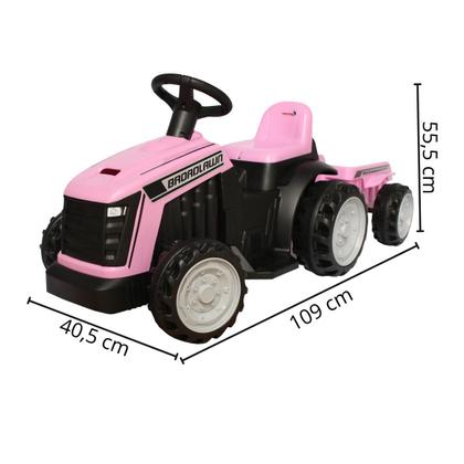 Imagem de Mini trator eletrico infantil com reboque rosa - importway