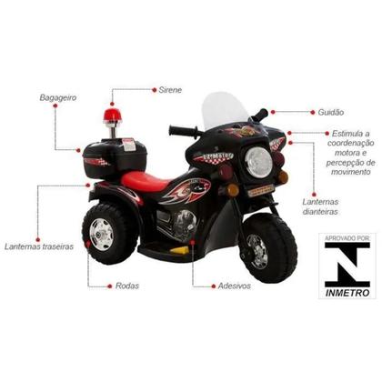 Imagem de Mini triciclo eletrica infantil preto e vermelho - importway