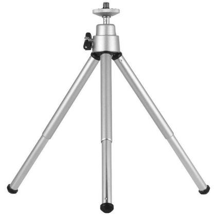 Imagem de Mini Tripé De Mesa Para Câmeras Compactas Leves E Webcam em Aluminio  cor Prata