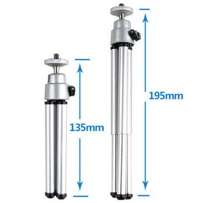 Imagem de Mini Tripé De Mesa Para Câmeras Compactas Leves E Webcam em Aluminio  cor Prata