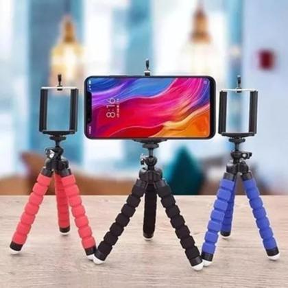 Imagem de Mini Tripé Flexível de Perna Articulado para Celular, 17cm Tripé / 24cm Com Suporte, Cor Preto