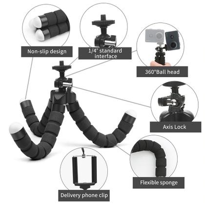 Imagem de Mini Tripé Universal Flexível Ajustável Suporte Celular Câmeras Envio Aleatório Portátil Leve Mobilidade Segurança Fixa em Qualquer Lugar Não Oscila
