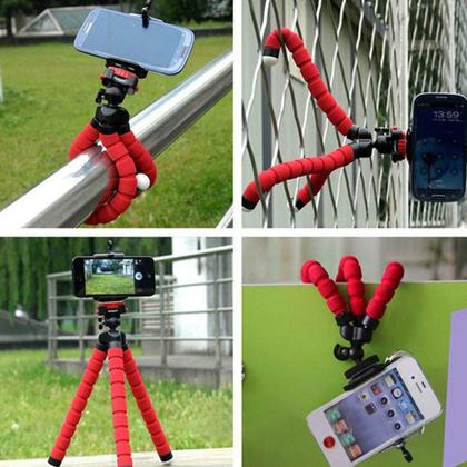 Imagem de Mini Tripé Universal Flexível Ajustável Suporte Celular Câmeras Envio Aleatório Portátil Leve Mobilidade Segurança Fixa em Qualquer Lugar Não Oscila