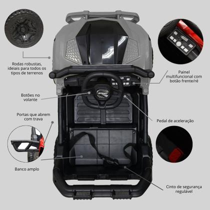 Imagem de Mini Utv Elétrico Jipe Infantil Com Sons, Led E 4 Motores