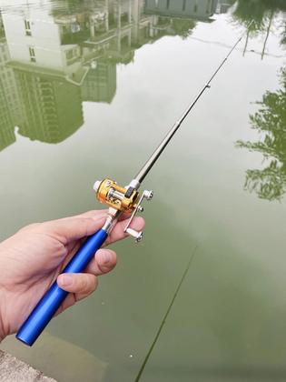 Imagem de Mini Vara de Pesca Telescópica com Carretel - Conjunto Portátil para Pesca