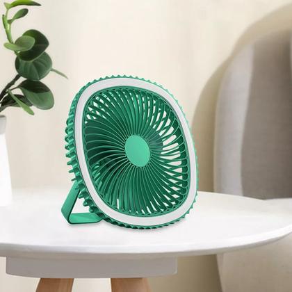 Imagem de Mini Ventilador De Mesa Luz Ring Light Usb Portátil Verde