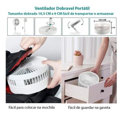 Imagem de Mini Ventilador Dobrável Portátil Retrátil Usb Silencioso