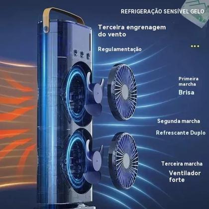 Imagem de Mini Ventilador Duplo Climatizador Com Umidificador Potente C/Controle