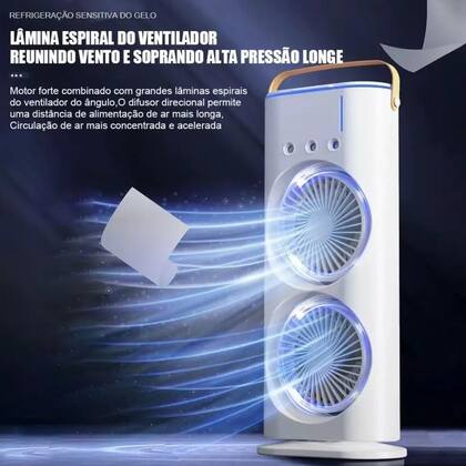 Imagem de Mini Ventilador Duplo com RGB Bivolt e Nota Fiscal