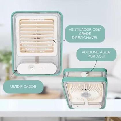 Imagem de Mini Ventilador Portátil Com Umidificador E Iluminação Led Bivolt 110v/220v - Á Pronta Entrega