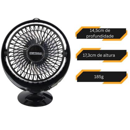 Imagem de Mini Ventilador Portátil de Mesa USB 5V Preto Silencioso com Inclinação Ajustável Compacto para Mesa Quarto