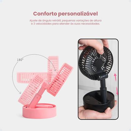 Imagem de Mini Ventilador Portátil USB Dobrável Com Suporte De Celular