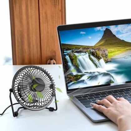 Imagem de Mini Ventilador USB LuaTek em metal 4 Pás para PC e Notebook