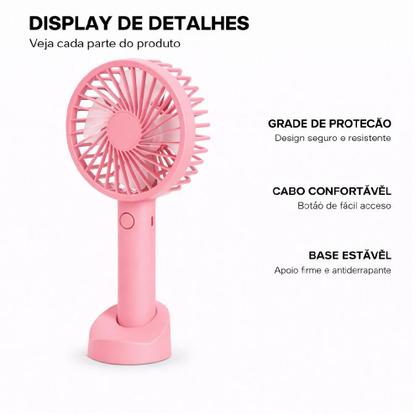 Imagem de Mini ventilador usb portatil recarregavel 5v 3 velocidades
